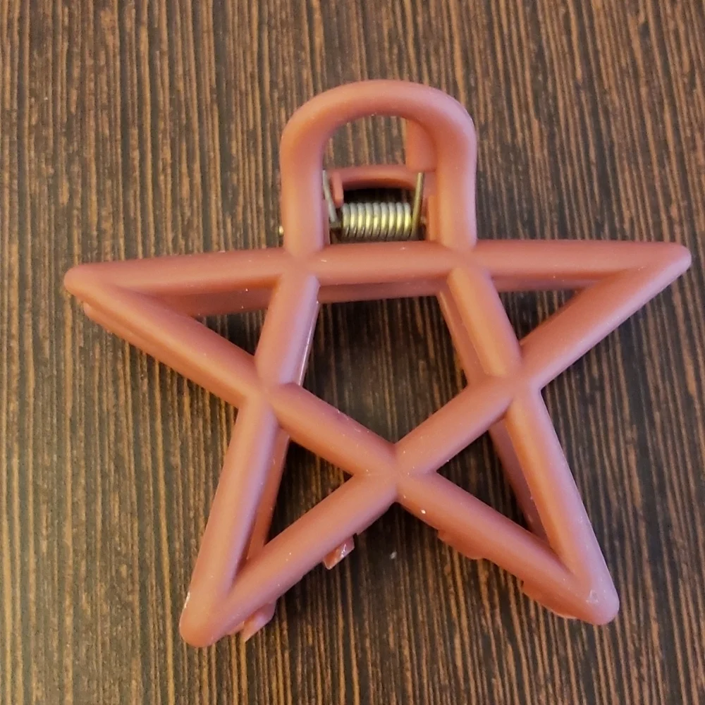 Star Shaped Claw Clips Set of 3: 1 Navy, 1 Orange and 1 Brown